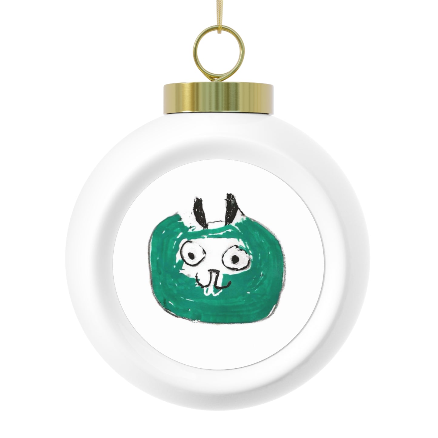 Green Cat Christmas Ball Ornament